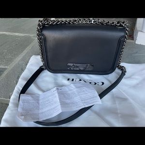 Black Coach Crossbody with Chrome Hardware
